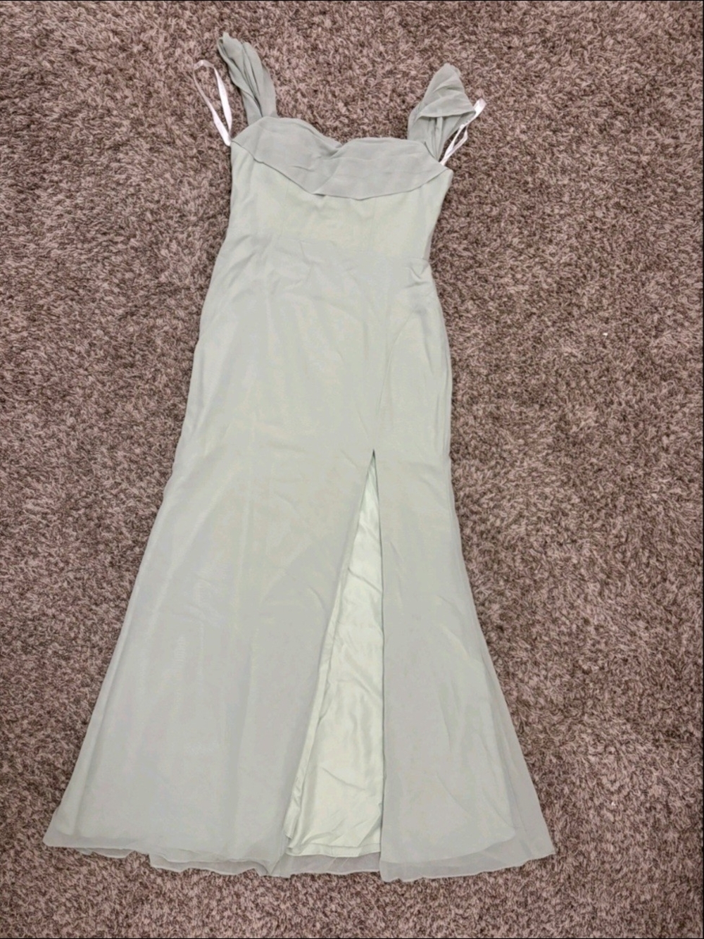 Azazie Sage Green Maxi Dress with Front Slit
